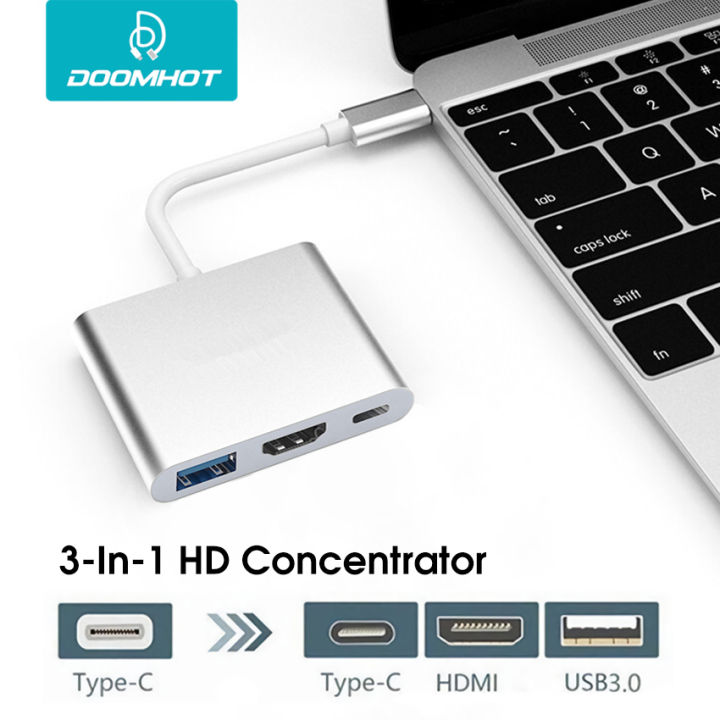 DoomHot USB C HUB to HDMI Adapter Type-C To Hdmi + Vga 3-In-1 / 4-In-1 Hd Adapter Line To Hub Hub 3-In-1 / 4-In-1 Docking Station Google Chromebook Pixel to HDTV/Projector (Type c to HDMI)