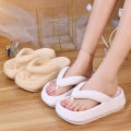 Thick-Soled White Flip-Flops High Heel Slippers Women's Summer Outdoor Slippers Soft Bottom Increase Muffin Lightweight Non-Slip Slippers. 