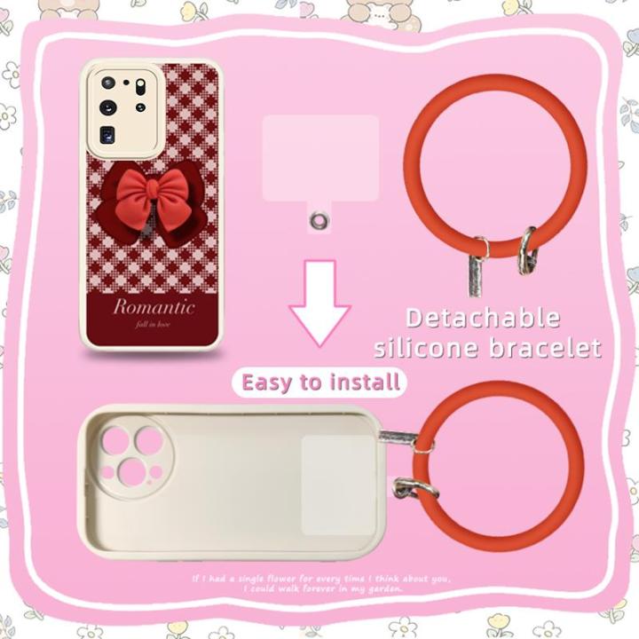 imitation%20leather%20Dirt-resistant%20Phone%20Case%20For%20Samsung%20Galaxy%20S20%20Ultra/SM-G988%20Skin%20feel%20silicone%20bowknot%20cute%20-%20Image%204