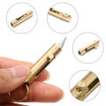 Tools Brass Mini Portable Retractable Cutter Cutting Paper Office Stationery Key Chain YULING. 