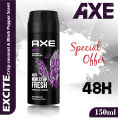 AXE Body Spray 150ml | 48H Long-Lasting Deodorant for Men | Dark Temptation, Apollo, Excite, Musk, Adrenalin. 