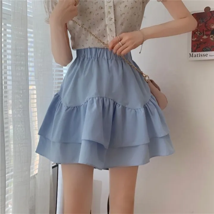 RuffleaWomen's%20Short%20Skirt%20Summer%20Thin%20Puffy%20High%20Waist%20Small%20Hem%20Skirt%20Student%20Design%20Sense%20Niche%20-%20Image%204