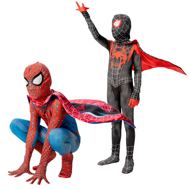 MARVEL Spiderman Cosplay Costume Kids s Full Body Spandex with Cape Peter Parker Miles Morales Spider Man VENOM 3D Style