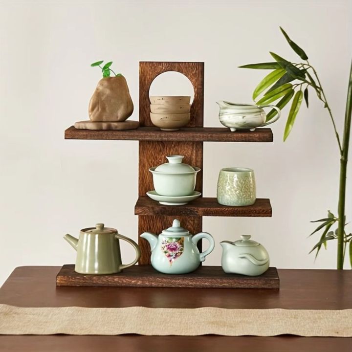 Display Rack 3-4 Layers Chinese Style Storage Holders Solid Wood Tea ...