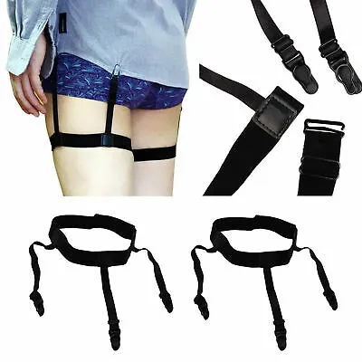 Men's Shirt Slip Clip, Adjustable Shirt Stay Garters, Soft and Smooth Elastic with Anti-Slip Clip