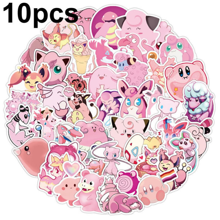 【Exclusive Offer】10/50PCS Kawaii Pink Pokemon Stickers Cartoon Girl Gift stikers Waterproof Skateboard Guitar Laptop Luggage Sticker Kids Toys
