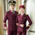 Aviation School Pilot Plane Long Air Less Business Suit Autumn and Winter Male and Female Band Overalls Stewardess Uniform. 