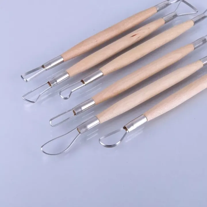 6PCS/Set%208%20inch%20Double%20End%20Conventional%20Ribbon%20Tool%20Wood%20Handle%20Wax%20Pottery%20Clay%20Sculpture%20Carving%20Tool%20DIY%20Craft%20Set%20-%20Image%203