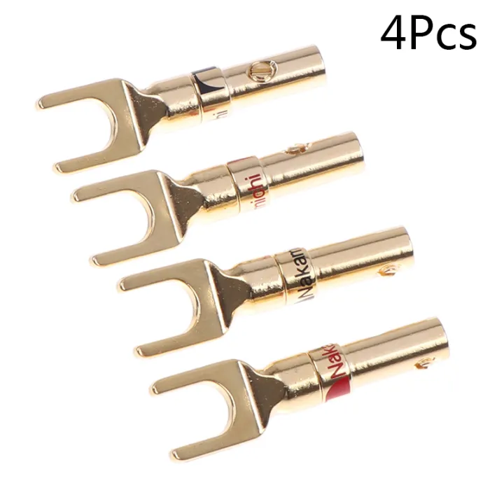 4Pcs%20U/Y%20Spade%20Gold%20Plated%20Banana%20Plug%20Audio%20Speaker%20Cable%20Connector%20Adapter%20-%20Image%207