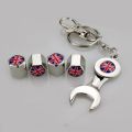 4pcs Wheel Valve Stems Caps & 1pc Wrench Dust Air Cover England Flag Car Accessories for MINI One MINI Coopers Cabrio Coupe. 