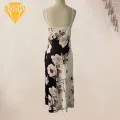 Casual Long Dress Boho Print Maxi Dress with Pockets Sleeveless A-line Summer Dress for Women Round Neck Backless Ankle Length Long Dress. 