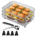 Air Fryer Rack For Ninja Dual Air Fryer, Stackable Stainless Steel Dehydrator Rack, Rectangle Air Fryer Spare Parts. 