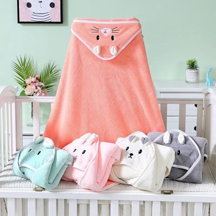 Baby Infant Bath Towels Baby Cartoon Coral Fleece Towel Newborn Baby Blanket with Hood Baby Bathrobe Infant Babys Stuff