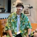 Hong Kong Style Summer Shirt for Men 2024 Trendy New Handsome Short Sleeve Thin Japanese Sanya Travel Style Coat Shirt. 