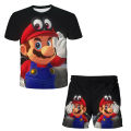 3d Super Mario Bros T-shirt Set Children's Sportswear Boys' Mesh Quick Drying Boys' T-shirt Shorts Set Summer Beach. 