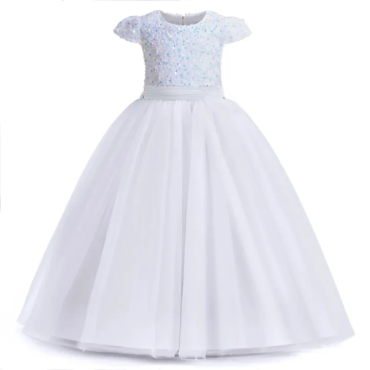 Sparkly%20Sequins%20Short%20Sleeves%20Flower%20Girl%20Dresses%20Tulle%20Kids%20Birthday%20Party%20Pageant%20Prom%20Gown%20Teen%20Girls%20Bridesmaid%20Dresses%20-%20Image%203