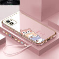 AnDyH Casing Case For VIVO Y01 Y01A Case Fashion Cute Cartoon Dogs Luxury Chrome Plated Soft TPU Square Phone Case Full Cover Camera Protection Anti Gores Rubber Cases For Girls. 