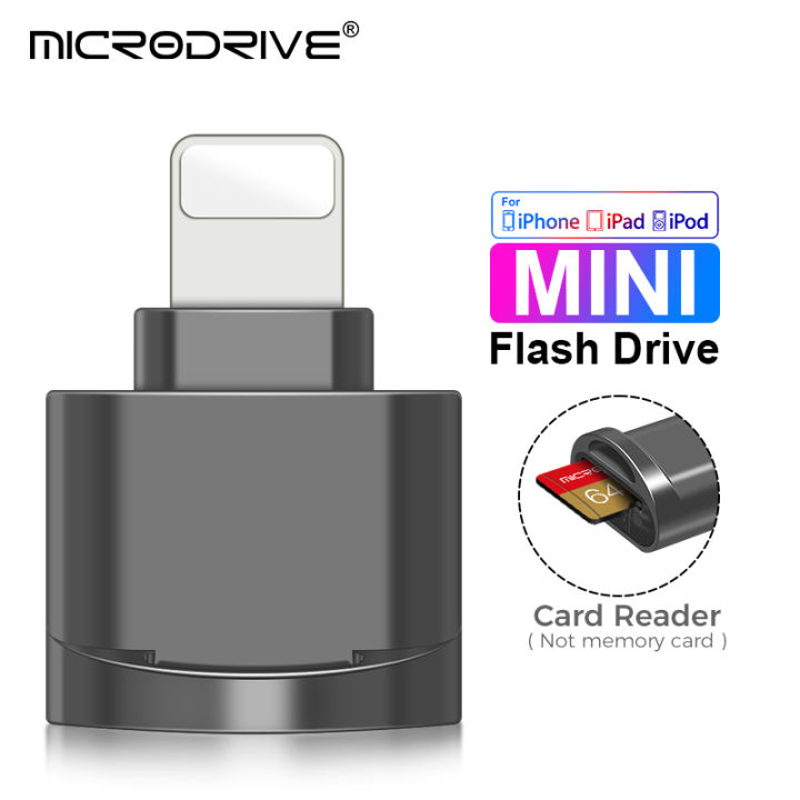 Usb flash drive adapter for iPhone / for iPad Micro mini SD memory card reader with Lightning insert