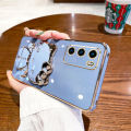 For Xiaomi POCO M3 / POCO M3 Pro Back Cover with Cute Cat Makeup Mirror Stand Bracket Luxury 6D Plating Shiny Bling Case Square Edge Soft Silicone Mobile Phone Cases Pouch Girls. 