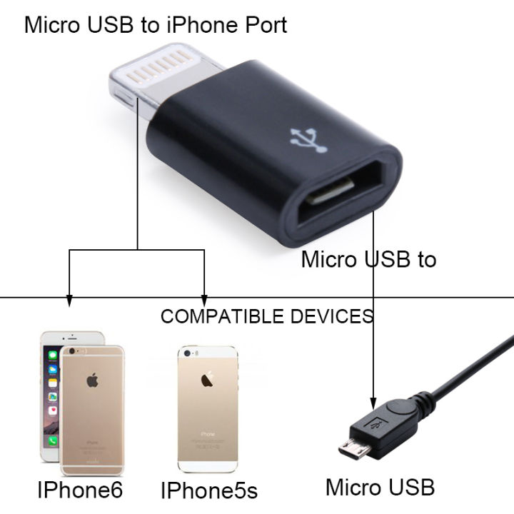 Micro USB Female to 8-Pin Lightning Male Converter Adapter for