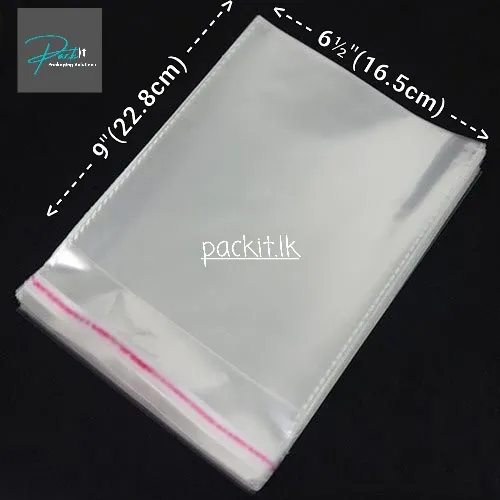 100pcs 6½*9 inches Clear Transparent Polythene Bags BOPP Bags with Selfsealing Sticker