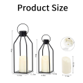 2 Set Candle Lantern Black Decorative Lanterns with Flickering LED Christmas Halloween Gift. 