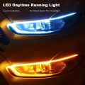 2x DRL 45cm Daytime Running Light Flexible Soft Tube Guide Car LED Strip White Turn signal Yellow Waterproof. 