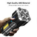【Fast Delivery 1-4 day】4 LED Mini Flashlight Rechargeable Powerful Portable Torch High Lumens Outdoor Camping Night Flashlights Built-in 400mAh rechargeable lithium battery.. 