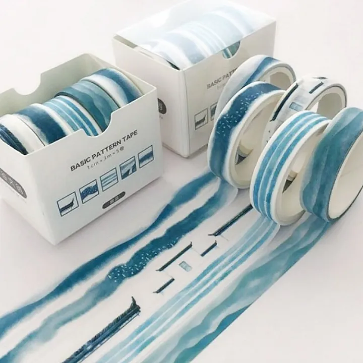 pcs/pack%20Striped/Grid/Flowers%20Basic%20Solid%20Color%20paper%20Washi%20Tape%20Set%20Tape%20Scrapbooking%20Label%20Masking%20-%20Image%203