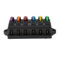 【GlobalTrendz】Car 6 Way Circuit Standard ATO Blade Fuse Box DC 12V/24V Block Holder with 6 Fuses 3A / 5A / 10A / 15A / 20A / 30A. 