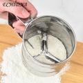 Stainless steel flour sieve, semi-automatic hand-held flour sieve, manual flour sieve for creative baking, hand-held flour strainer.. 