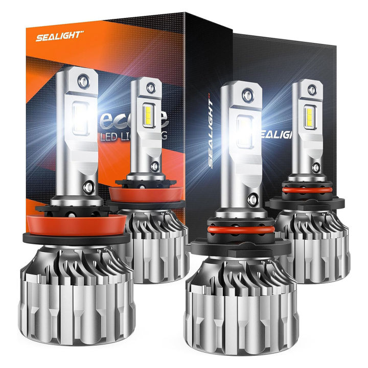SEALIGHT S6 Pair 36000 Lumens LED Car Headlight Bulbs Front Fog Lamp 6500K Cool White Hi Low Beamwith Cooling Fan-9006
