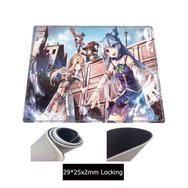 Pc Desk Computer Large Rubber Mat Pad Konosuba Girl Edge Mousepad Megumin Anti-Slip Locking Gamer Mrgbest Mouse Anime Natural(No Led 250X290X2Mm)