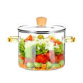 Glass Cooking Pot Clear Glass Stockpot With Lid And Double Ear Noodle Cooking Pot Ramen Pot Glass Cookware 2600ml. 
