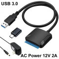 Usb 3.0 A Type-C To Sata Cable Sata Iii Hard Drive Adapter Converter For 3.5/2.5 Inch External Hdd Ssd 12v/2a Power Adapter. 
