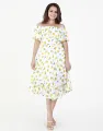 Spring & Summer Off the Shoulder Dress with Frill Hem. 