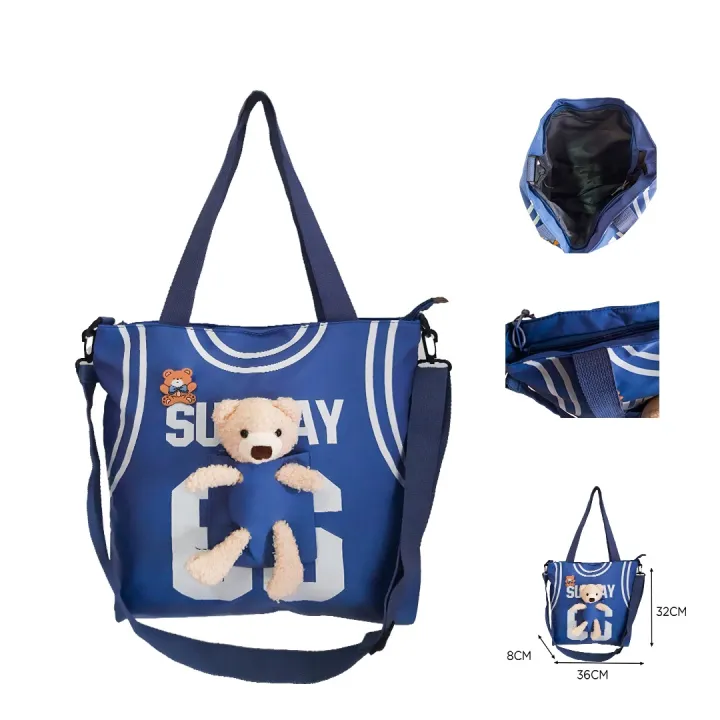 SUNDAY%2066%20Korean%20Japanese%20Style%20Cute%20Girl%20Cross%20body/%20Tote/%20Shoulder%20Bags36x32x8cm%20(L%20x%20H%20x%20W)/%20Multifunctional%20Cute%20Student%20Class%20Handbag%20Book%20Women's%20Bag%20/%20Shoulder%20Bag%20With%20Pins%20Cards%20Pendant/%20Large%20Capacity%20Tote%20Shoulder%20Bag%20for%20Women%20Teen%20Girls%20-%20Image%202