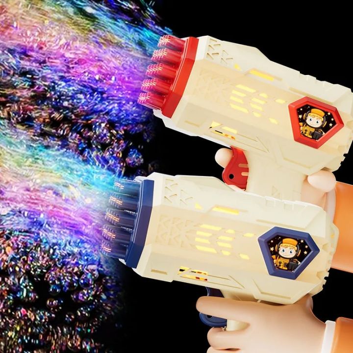 Children's Bubble Machine Electric Astronaut Bubble Gun Portable Outdoor Beach Bath Game Kids Gifts LED Light Wedding Party Toys