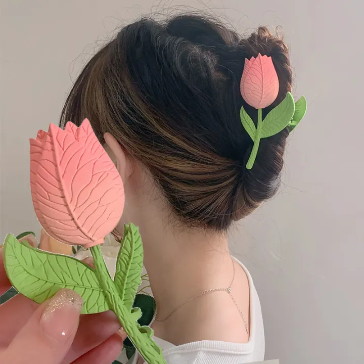 Korean%20Fashion%203D%20Tulip%20Flower%20Shaped%20Hairpin%20/%20Women%20Popular%20Exquisite%20Hair%20Grab%20Clips%20/%20Girls%20Hair%20Accessories%20-%20Image%202