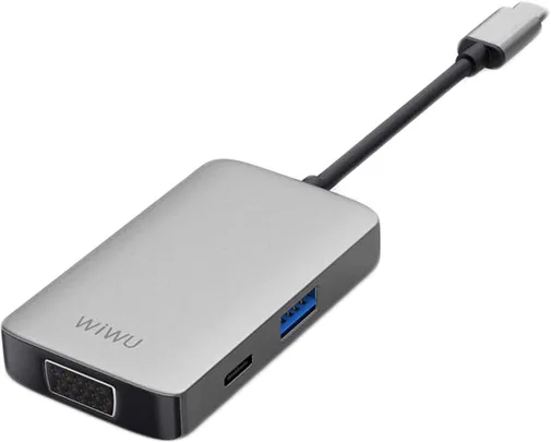 Wiwu Alpha 513HVP 5 in 1 USB-C To 4K Projector  3.5mm Jack  PD Charger  VGA Ports  USB 3.0 Laptop Adapter Universal Docking Station