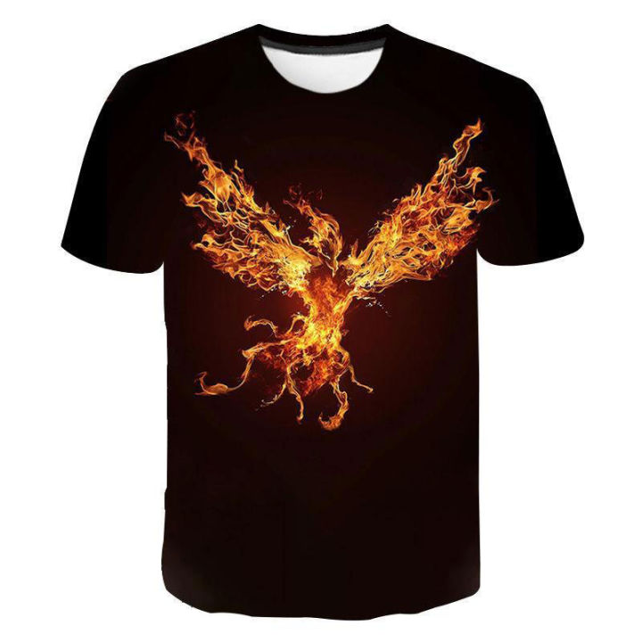 3D%20printed%20phoenix%20bird%20pattern%20MEN'S%20summer%20T-shirt%20fashion%20casual%20fun%20o%20collar%20oversized%20short-sleeved%20T-shirt%20clothing%20-%20Image%204
