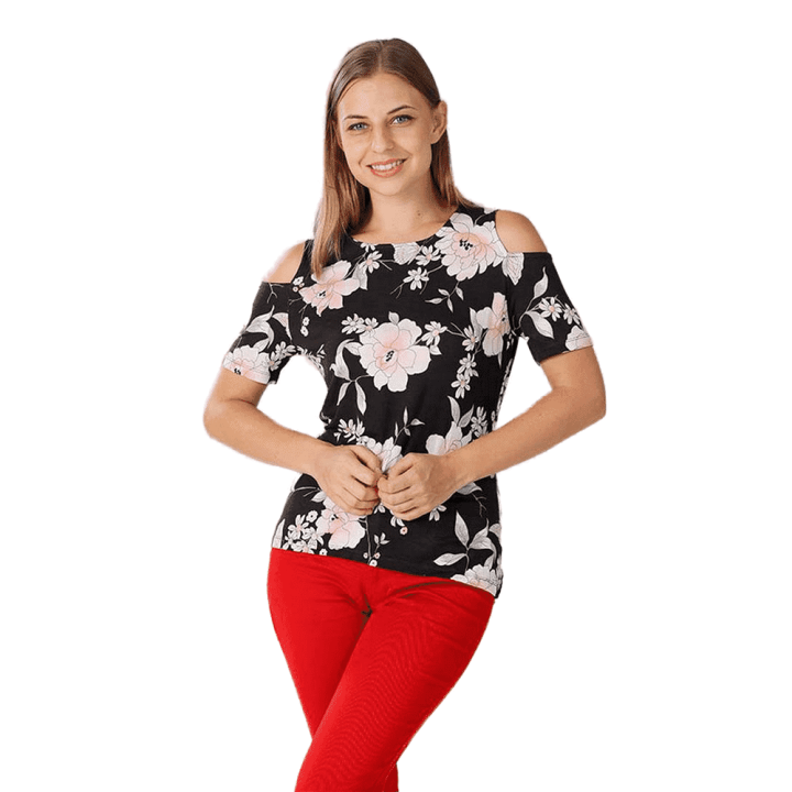 Women Cold Shoulder Viscose Tee