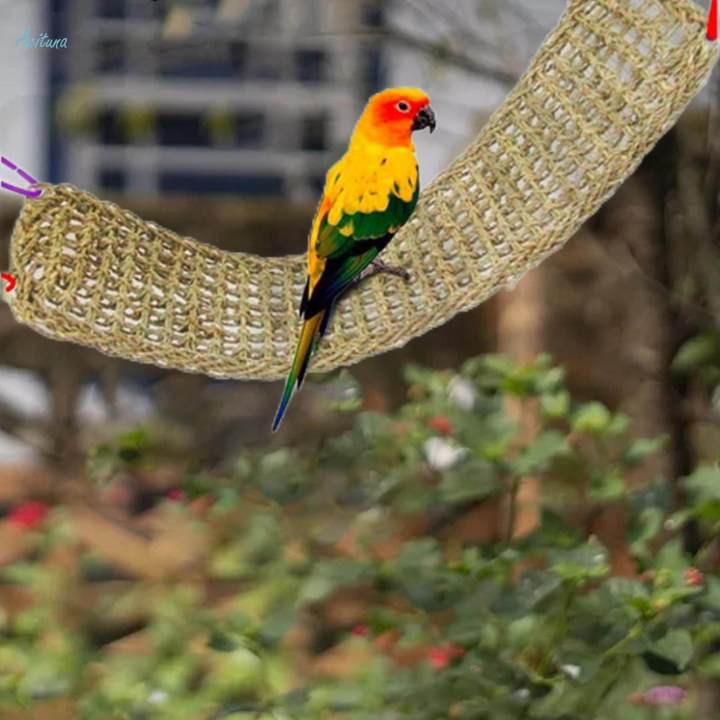 Parrot Net Parrot Climbing Net Straw Rope Ladder Hanging Swing Net Parrot Hammock ...