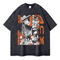 Sanji T Shirts Vintage Washed Anime T-shirt Oversized Harajuku Streetwear Manga Ace Law Jinbe Kid Luffy Tops Tees Men Women. 