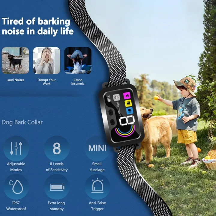 Colour%20Screen%20Intelligent%20Dog%20Trainer%20Bark%20Collar%20Waterproof%20IP67%20Rechargeable%20with%20Beep,%20Vibration,%20Beep+Vibration%20Modes%208%20Adjustable%20Sensitivity%20Training%20Shock%20Collar%20-%20Image%203