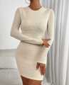 Nessie Black Long Sleeve White Bodycon Short Dress. 