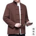 Tang Suit Men's Youth Han Chinese Clothing for Men Long Shirt Chinese Men's Clothing Lay Buddhist Clothes Men's Tang Suit Ethnic Style Long Sleeve. 