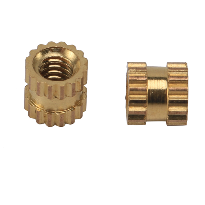 Embedded Threaded Nut PDTYMWNG M2 X 3mm Brass Cylinder Knurled Threaded Round Insert Embedded ...