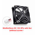 80x80x25mm Dc 5v 12v 24v Brushless Cooling Fan 2-Pin High Performance Strong Quiet 8025 Fan For Computer Case Amplifiers. 