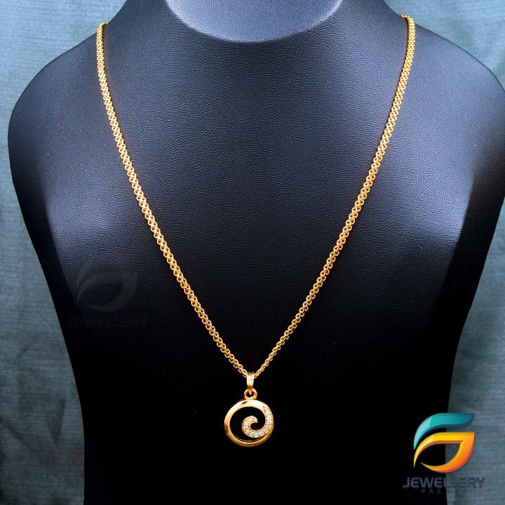 Gold%20Plated%20Chain%20With%20Pendant%2018/24%20inch%2002MM%20Bismark%20Chain%20with%20Medium%20Derana%20Pendant%20Necklace%20for%20Ladies%20&%20Girl%20-%20Image%203